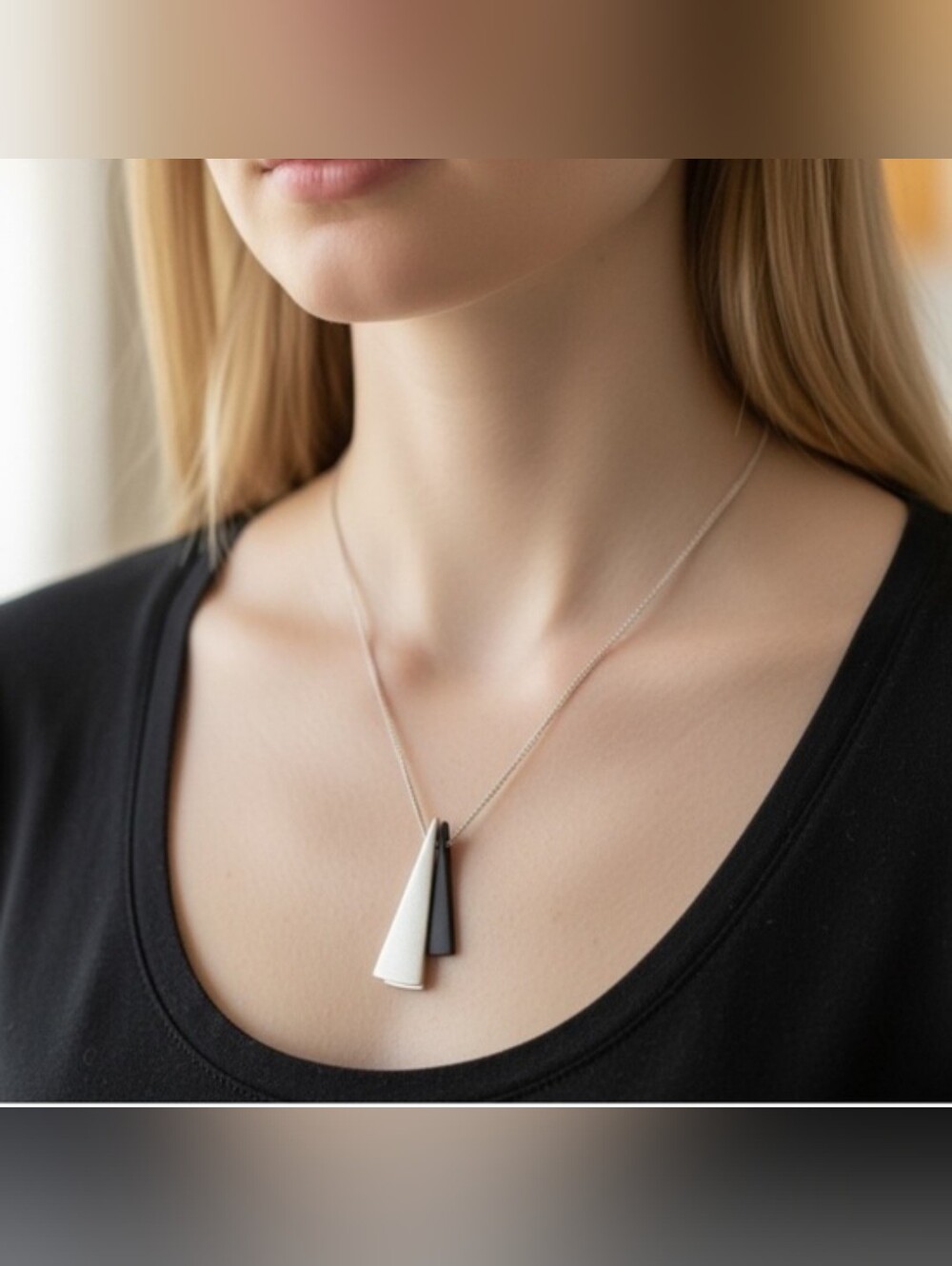 Black and White Minimalist Pendant Necklace